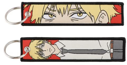 Pinstant Chainsaw Man Denji Anime Manga Keychain Key Tag Chain Fob Ring, Red, 5.1 x 1.2 inches