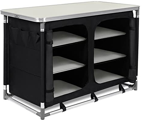 TRMLBE Armoire de Camping Pliable avec Structure en Aluminium et Compartiments de Rangement, Accessoires de Camping, Accessoires de Camping, Sac de Transport Inclus - 100 x 50 x 80 cm