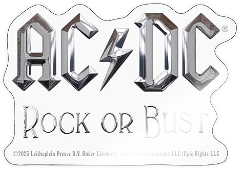 Spreadshirt AC/DC Logo In Silber Rock Or Bust Album Sticker, max. 10x10 cm, 10 x 10 cm, Transparent glänzend
