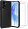 LYJERRY 1Pack de Protection Honor 90 Lite Coque Souple Noir + 2Pcs Verre trempé pour Honor 90 Lite Portable Antichoc Cover Housse Silicone Étui Film Protecteur