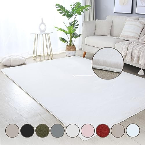 Homebyhome Teppich Wohnzimmer 60x110 cm Läufer Flur Natur Waschbarer Hochflor Flauschiger Teppiche Einfarbig Moderne Design - Küchenteppich Waschbar Shaggy Extra Weich Kleiner Teppich für Schlafzimmer