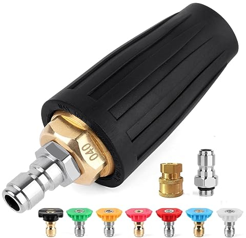 Haptufer Boquilla Turbo para Lavadora una PresióN, Boquillas Giratorias para Lavadora una PresióN con ConexióN RáPida de 1/4 Pulgada+3/8 Pulgada, 7 Puntas Boquilla para Lavadora EléCtrica