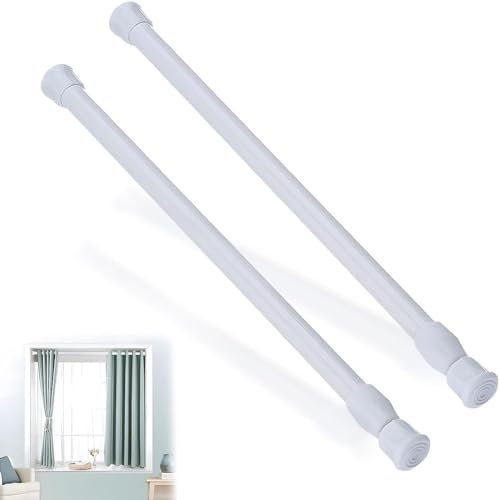 Adjustable Curtain Rod, 2 Pieces, Extendable Curtain Poles, Tension Rods for Curtains, Shower Curtain Rod, No Drilling Curtain Rod, Suitable for Windows, Kitchens and Cabinets, Bathroom, 30-50 cm