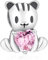 Symretie Katze Bead Charms 925 Sterlingsilber für Armbänder und Halskette - Rosa Perlen Charms Tiere Katzen Schmuck Geschenke für Frauen Mädchen