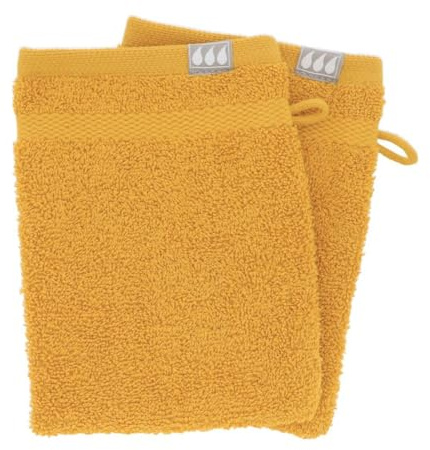 Tendance – 2er-Set Waschlappen, 15 x 21 cm, 100% Baumwolle – Senfgelb – Badezimmer- und Badtextilien