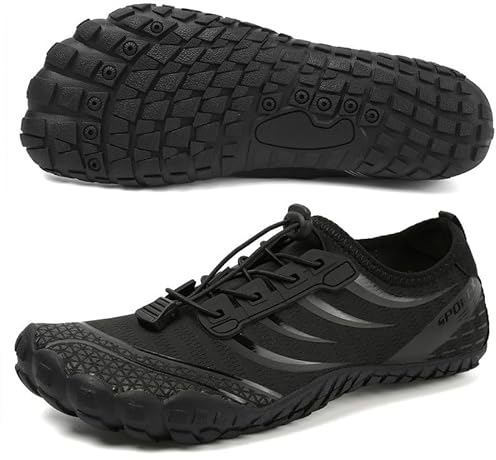 ziitop Barfußschuhe Herren Wasserschuhe Damen Barfußschuhe Damen Wasserschuhe Herren Aquaschuhe Strandschuhe Schnell Trocknen Surfschuhe Schwimmschuhe für Beach Pool Surfen Yoga(Schwarz 42EU)