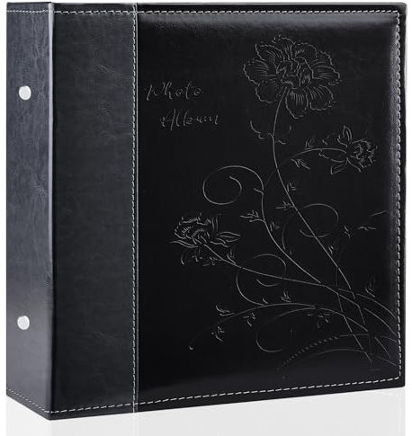 Miaikoe Fotoalbum 10x15 600 Fotos Slip in, Extra große Kapazität Leder Cover Bilderalben hält 600 horizontale und vertikale 10x15cm Landschaft Fotos für Hochzeit Familie (Schwarz)