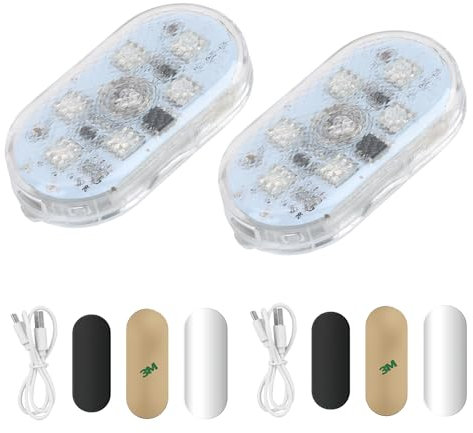 2 Pcs Car LED Lights Interior, 7 Color Wireless Ambient Touch Portable USB Rechargeable Interior Lights for RVs, Trucks, Car, Camper, Camping, Bedroom, Closet, Cabinet