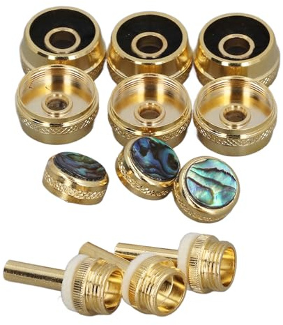 Trompeten-Reparaturset, 12-teiliges Set Trompetenventil-Fingerknopfkappe und -stange, Exquisite Abalone-Muschel Trompetenventilkappen und -stangen Zubehör für Musikinstrumente