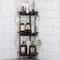 Oriware Estanteria Baño de Ducha de Pie, Organizador de Esquina de Piso de Empalme con 4 Ganchos, Cesta Ducha sin Taladrar para Baño (Negro, 3 Tier)