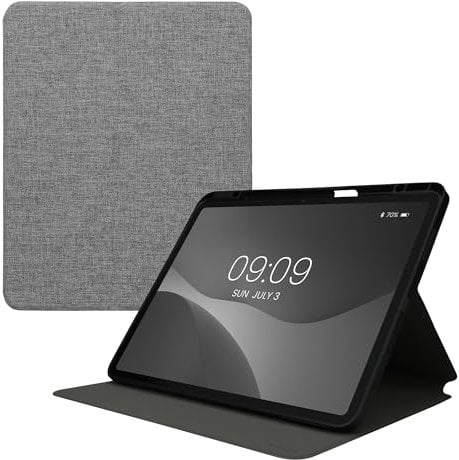 kwmobile Case Compatible with Apple iPad Pro 13 (2024) - Slim Book Style Tablet Cover with Stand Feature - Grey