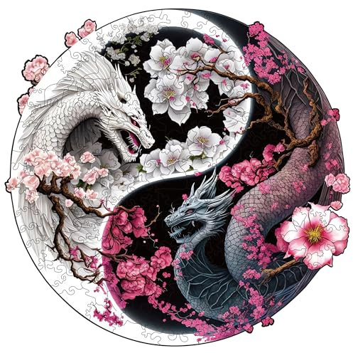 Wooden Puzzles for Adults, Dragon Wooden Jigsaw Puzzles 200 Pieces, Irregular Animal Shaped Unique Wooden Puzzle, Creative Ghristmas Gift for Teenagers and Adults