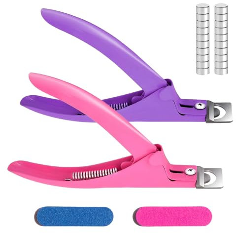Landrain 2 Stück Nagelknipser Gelnägel, Nail Cutter mit 20 Stück Sizer Magnet, Nail Clipper for Gel Nails