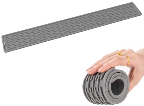Gvrxec Tapis d'égouttement étroit en silicone, 50 x 5,5 cm, protection pour robinet et égouttoir, anti-éclaboussures pour évier de cuisine, cuisine anti-éclaboussures