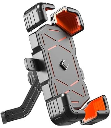 DIALFA Motorrad Handyhalterung für Honda Gyro 2006-2013, 360° Drehbar Anti-Shake Vibrationsgedämpft Motorradhalterung Lenker Halter für 4,7‘’-7,2 Zoll Smartphones,B Rearview Mirror-Orange
