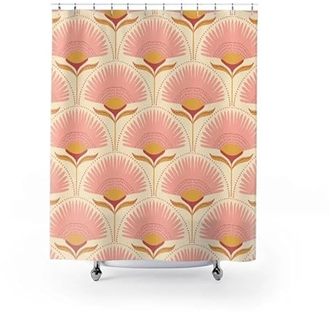 Duschvorhang fürs Badezimmer, wasserdicht, dick, dekorativer Badevorhang, Jugendstil-Badezimmerdekor, Heimdekoration, Duschzubehör, Stoff, waschbar, Polyester, mit Haken for Nassräume(Pink,180X200cm)
