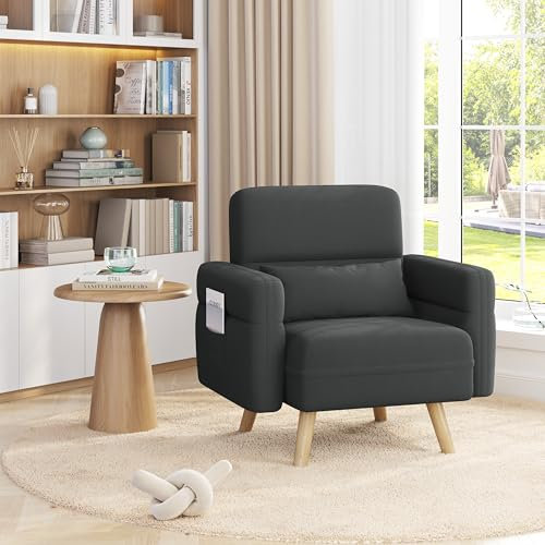 Yaheetech Kleines Sofa Mini Gepolsterte Couch mit Lendenkisse Loveseat Sitzfläche 54 × 50 cm für Loft/Apartment/Spielzimmer Dunkelgrau