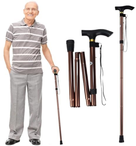 Bastón Plegable,Bastón de Aluminio,Bastones para Mayores Extensible,Bastón Plegable Ajustable de Diseño,Bastón para Caminar para Mayores Hombres Mujeres Discapacidad