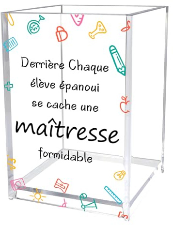 Kiopdse Cadeau Maitresse Noel - Merci Maitresse Cadeau Atsem Institutrice Maîtresse,Pot a Crayon Bureau,Rangement Pinceaux Maquillage,Cadeaux Cadeau Maitresse D'école Fin D'année