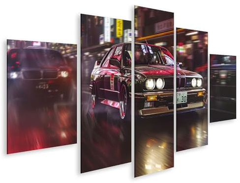 islandburner Prime Bild auf Leinwand Klassischer in der neonbeleuchteten Stadtgeschwindigkeit für Garage Autoliebhaber Autowerkstatt Bilder Wandbilder Poster