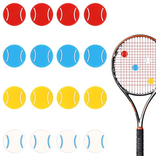 Gosknor 16pz Smorzatori per Racchetta da Tennis, Silicone Morbido Smorzatore di Vibrazioni Racchetta Assorbitori Shock con Motivi Carini Accessori Tennis per Allenamento e Partite