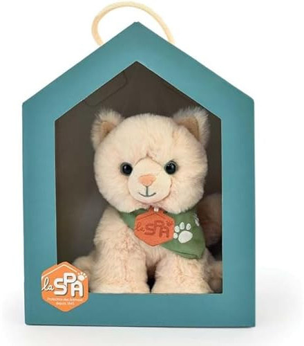 HISTOIRE D’OURS - Petite Peluche Chat Beige SPA - 16cm - Doudou Peluche Chaton Tout Doux à Adopter avec Boîte - Partenariat SPA - Idée Cadeau Solidaire pour Enfants et Adultes - SPA-CHATBEIGEMM