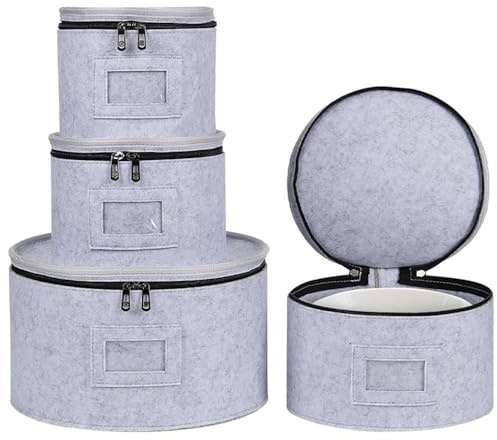 China Aufbewahrungsbehälter, 4-teiliges Set, Umzugskartons für Geschirr, stapelbar, bewegliche Aufbewahrungsbox mit Filzteller-Trennwänden für Platzteller, Geschirr, perfekt für Umzugsbedarf