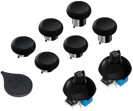 GuliKit Kit de repuesto de palanca magnética TMR de tensión ajustable de 720°, para controlador PS4 DualShock, módulo de reparación de palo antideriva con 3 pares de tapas de pulgar, requiere