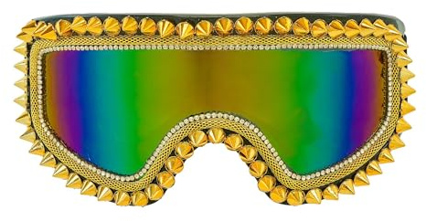 W WIDMANN MILANO Party Fashion - Verspiegelte Partybrille mit Nieten | Mit Strasssteinen, Accessoire für Karneval, Après-Ski, Festivals und Mottoparty
