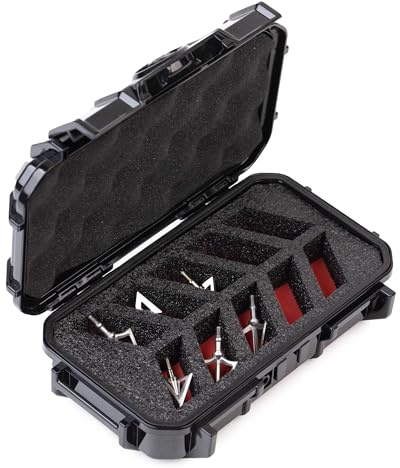 Evergreen Broadhead Dry Box Case – 10 Mechanical or Fixed Blade Arrows Archery Storage Box, USA Made, Custom Foam Protection, TwistLock Locking Latch, Durable Polycarbonate (Black)