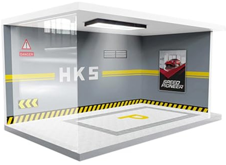 Vitrine de voiture – Garage modèle 11 pouces | PVC Acrylique - Vitrine de garage éclairée pour modèles 1:24 avec port USB, parfaite pour exposer des voitures de collection sur une étagère, un bureau o