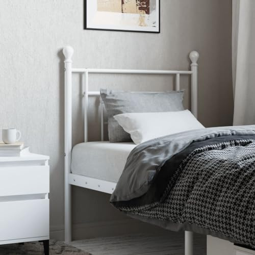 KTHLBRH Metal Replace Headboard White 75 cm, Classic Powder-Coated Steel Frame with Sturdy Legs for Bedroom, Durable Back Support for Reading or Watching TV, 4-Piece Set