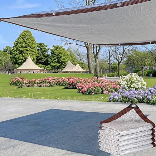 5x8m Rete Ombreggiante in Alluminio Rinforzata – 90% Protezione Solare, Oculi ogni 50cm, Termoriflettente per Giardino, Terrazzo, Serra, Pergola e Rimorchio Camper