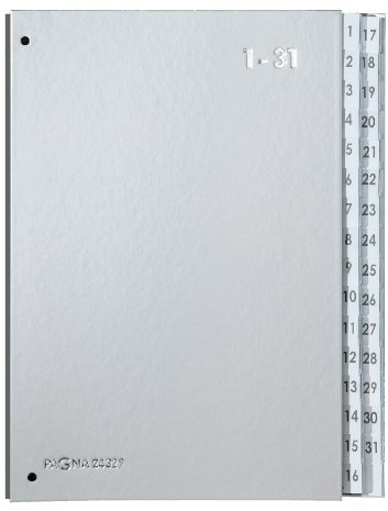 Pagna 24329-14 Organiser File 265 x 340 x 40 mm 32 Sections 1-31 Silver