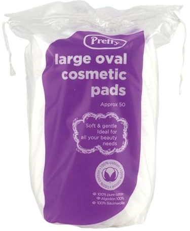 Pretty 50 Large Oval Cotton Cosmetic Pads / Discs - Lint Free, Non Fleecing