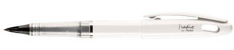 Pentel TRJ94W-A Tradio Federschreiber Black and White Edition mit flexibler Kunststoff-Federspitze Gehäuse, hochglanz, weiß/schwarz