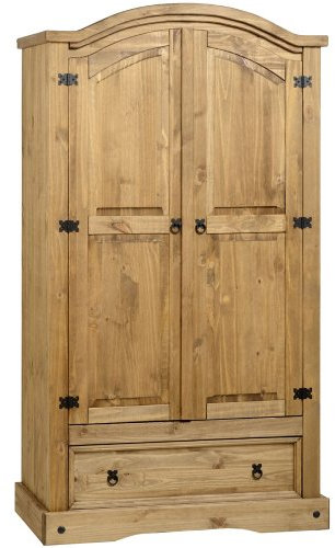 Corona Pine Wardrobe 2 Door 1 Drawer Mexican Distressed Wax Pine