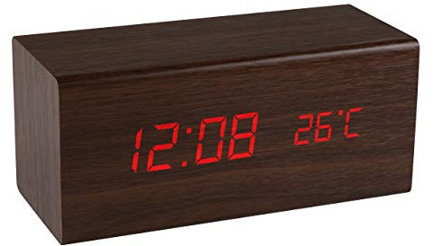 Precision Digital alarm clock Wood effect Indoor Temperature, backlit display, multiple alarm sounds, 12/24 HR format, Snooze function Clock AP0002
