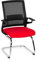 hjh OFFICE 732080 Besucherstuhl Inventor V Stoff/Netzrücken Schwarz Rot Stuhl Freischwinger mit Lordosenstütze