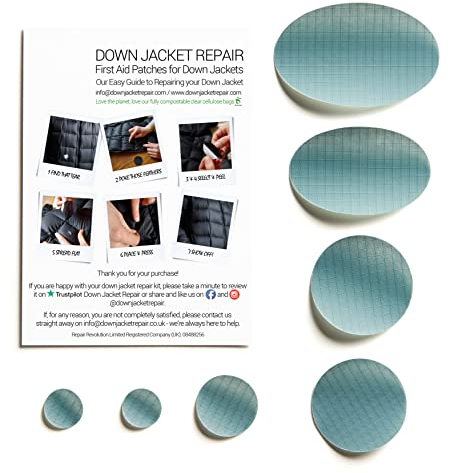 Down Jacket Repair Patches: Easy to Use, Pre-Cut, Self-Adhesive, Waterproof Fabric, Tear-Resistant Rip-Stop Nylon Fabric Patches for Clothing, Down Jacket Patches, Outdoor Gear - Light Grey