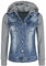 RED by EMP Damen blau-graue Jeansjacke mit abnehmbarer Kapuze L