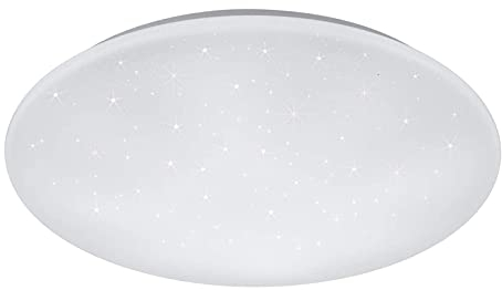 Reality Leuchten Kato R67609100 LED Deckenleuchte, Acryl Weiß, 27 Watt, Helligkeit und Lichtfarbe einstellbar, Star Light Effekt