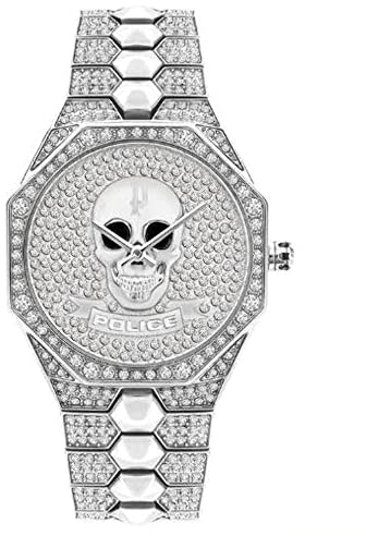 Police Unisex Erwachsene Analog Quarz Uhr mit Edelstahl Armband PL16027BS.04M