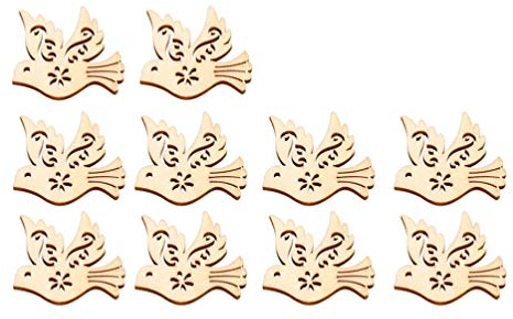 Healifty 10 Stück unlackierte Holzscheiben, Friedenstaube, Holzverzierungen, blanko Holzspäne für DIY Scrapbooking Hochzeit Handwerk Babyparty