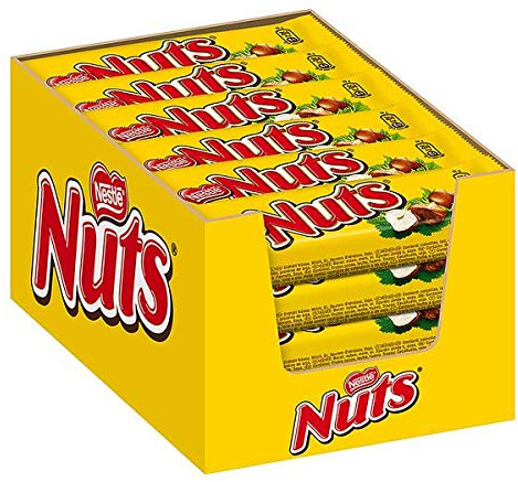 Nestlé Nuts Barres aux noisettes 42g (Pack de 24)
