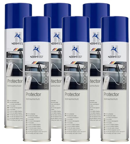 Normfest Protector – Transparenter Hohlraumschutz auf Wachsbasis, silikonfrei, wasserverdrängend und korrosionsschützend, inkl. Spezial-Sprühadapter & 50 cm Schlauch für Hohlräume – 6X 400ml