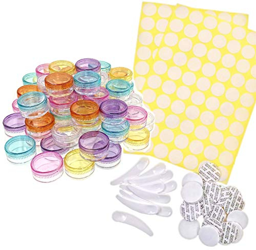 JZK 60 x Transparent Mehrfarbig Rund Probendöschen Kosmetik 5ml 5g Kosmetikdöschen kleinen Leere Döschen Behälter Plastik Flaschen für die Reise für Creme, Lippenbalsam, Glitzerpulver