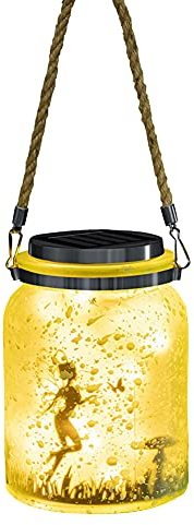 Solarlampen Mason Jar Licht, Wasserdicht Hängen Einmachglas Laterne, Glasflaschenlaterne für Außen mit 30 Mini-LED-Märchenlichterketten für Garten Party Hochzeit Dekorationkoration (1 Stück)