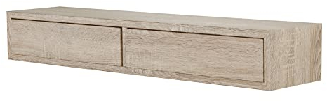 MODULARREDO | DOMINO Mensola da Muro con Cassetto, Comodino Sospeso, Mensola da Parete, 88.2x13.4 p20 cm, Rovere Sagerau - Made in Italy