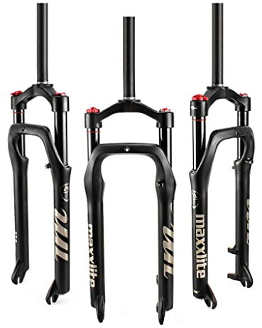 aiNPCde Forcella Anteriore Ammortizzata per Bici da Neve, 20 26 Pollici Corsa 125 mm Forcella Anteriore Ammortizzata ad Aria, per Bicicletta Elettrica Spiaggia da 4,0 Pollici Pneumatici Grassi